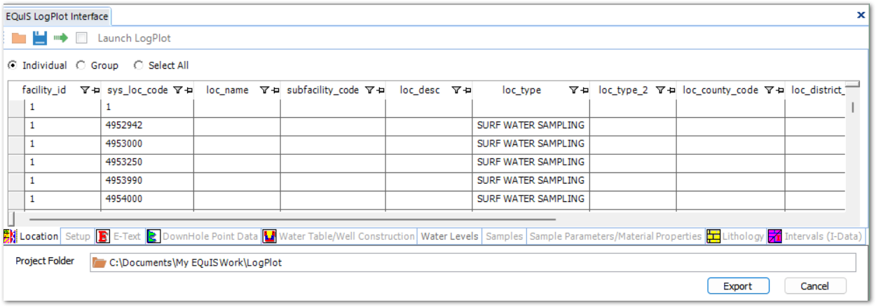 PRO_LogPlot-Location-Tab